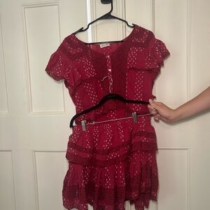 LoveShackFancy Red Mini Skirt